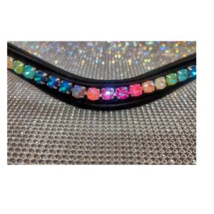 Banda para cejas de cristal multicolor de calidad superior Diseño de cuero negro y marrón Producto de caballo duradero - Product Image 1