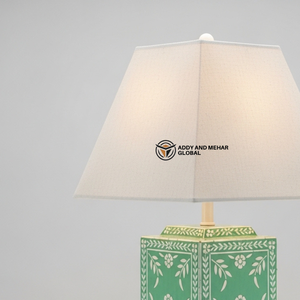Handcrafted Bone Inlay <b>Table</b> <b>Lantern</b> with Floral Pattern Luxury Bedside Light Traditional Indian Art Decorative Desk <b>Lamp</b> - Product Image 3