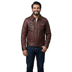 Fabricante pakistaní de chaquetas de cuero al por mayor, chaqueta informal de cuero genuino para hombre, nueva chaqueta de diseño OEM para motocicleta para hombre - Product Image 1