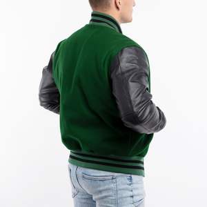 Chaqueta Varsity de Punto con Mangas de Cuero Hechas a Medida, Resistentes al Viento, para Hombre, por Antique Fashion - Product Image 2
