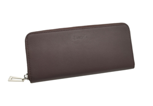 ODM Castello New Design Genuine Cowhide Soft Leather Long <b>Zip</b> Unisex <b>Wallet</b> Black Dark Brown Men's Women's Polyester - Product Image 2