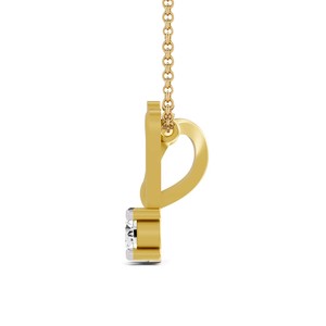 Minimal Initial M Letter Lab Grown Diamond <b>Pendant</b> Necklace GRA Certified Jewelry Crafted From <b>Solid</b> 10k <b>Gold</b> Alphabet <b>Pendant</b> - Product Image 2