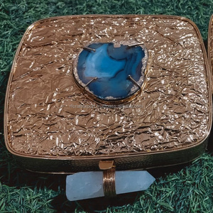 RF Artisanat Bohème Dames Métal Agate Multicolore Résine Rectangle Forme Sling Sacs Réglable Sangle Embrayages Sacs À Main À La Mode - Product Image 3