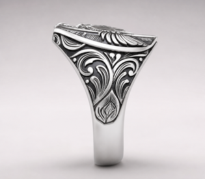 Bague Statement Gothique Aigle en Argent Sterling 925 Oxydé Noir - Product Image 2