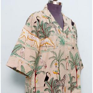 เดรสเชิ้ตผ้าฝ้ายพิมพ์ลายดิจิทัลสไตล์ลำลองสำหรับผู้หญิงทุกฤดู ทรงเอไลน์ คอปกพับ ไซส์พลัส เอวธรรมชาติ - Product Image 4