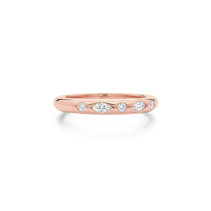 Bague de mariage minimaliste en diamant de laboratoire taille marquise et ronde, sertie clos, en or massif 14K 18K, magnifique et délicate - Product Image 3