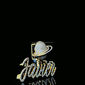 Colgante de Plata de Ley 925 con forma de nombre personalizado, lujoso Diamante de moissanita para hombres, joyería de estilo Hip Hop helado para fiestas - Product Image 2