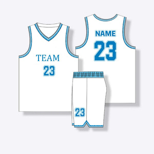 Practice Basketball Jersey Set <b>White</b> Blue Orange Sublimated Quick Dry Unisex Adult Tank Top Shorts Teamwear OEM - Product Image 2