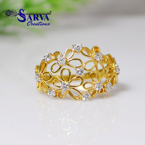 Bague en argent sterling 925 plaqué or avec moissanite taille brillant, sertie pavé, bijoux de mariage romantiques et luxueux, vente en gros - Product Image 1
