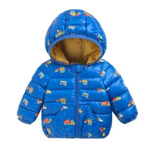 Blouson matelassé bleu à capuche avec fermeture éclair personnalisée, manteau d'hiver unisexe, vêtement d'extérieur décontracté épais et chaud - Product Image 1