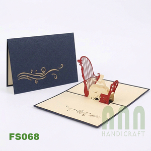 ANN HANDICRAFT Custom 3D Pop Greeting <b>Card</b> <b>Box</b> Harp Friendship Theme Die Cutting Printed <b>Wedding</b> Birthday Souvenirs Paper - Product Image 3