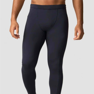 Men's Compression <b>Leggings</b> Crossover Waistband Tummy Control Seamless Design Solid <b>Pattern</b> Anti-UV Quick Dry for Enhanced - Product Image 1