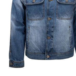 Men's Stonewashed Denim Jacket Button Fly Closure Casual Style Loose Fit 100% Cotton Woven Fabric Winter Windproof Eco-Friendly - Product Image 6