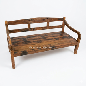 Handcrafted Rustic <b>Sofa</b> <b>Bed</b> with 3 Seater Natural Reclaimed Boat Wood Eco-Friendly for Home Villa Indoor Outdoor Furniture - Product Image 1