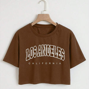 Camisetas Básicas de Manga Corta con Cuello Redondo, Estilo Urbano, Transpirables, Tejidas, 100% Algodón, con Logotipo Serigrafiado, para Mujer - Product Image 3