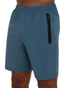 Short de jogging décontracté bleu pour homme grande taille, respirant, 100 % coton tricoté, taille mi-haute, avec cordon de serrage, poche zippée, couleur unie, sport - Product Image 5