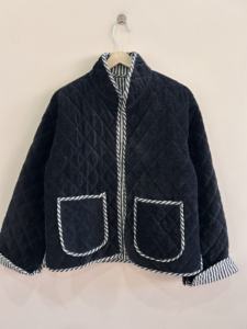 Solid Color Quilted Velvet Reversible Unisex Cotton Jacket Breathable Eco-Friendly Suzani Embroidered Indian Design - Product Image 5