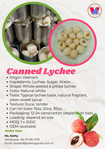 Lichi enlatado con sabor dulce en jarabe, lichi sin hueso, lichi fresco entero en lata de 20 oz para topping de bubble tea, batidos y té de frutas. - Product Image 2