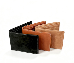 [In Stock][Retail Price] Top Quality Handmade Castello Genuine Nubuck Leather <b>RFID</b> <b>Men</b> Bi-fold <b>Wallet</b> Black Brown Light Brown - Product Image 6
