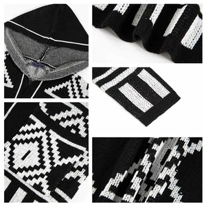 เสื้อคลุมคาร์ดิแกนมีฮู้ดสำหรับผู้ชาย ลายตัวอักษร ผ้าถักโพลีเอสเตอร์/คอตตอน ระบายอากาศได้ดี สำหรับฤดูใบไม้ร่วงและฤดูหนาว - Product Image 4