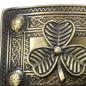 Nueva Hebilla de Cinturón Tradicional Escocesa con Trébol Irlandés, Estilo Antiguo/Celta Escocés, OEM ODM - Product Image 5