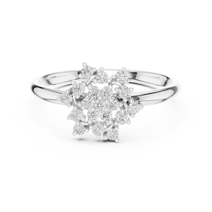 Anillo solitario de oro amarillo macizo de 14k para mujer, con diamante de corte redondo minimalista en forma de flor, para compromiso, aniversario, regalo de boda - Product Image 4