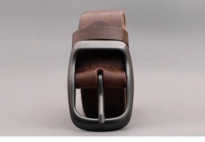 Cinturón de Cuero Vacuno de Primera Capa con Hebilla de Aleación de 3.7cm de Ancho para Hombre, Estilo Vintage para Jeans con Diseño Casual Sencillo - Product Image 2