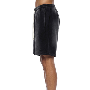 Shorts de jogging pour hommes personnalisés, épais, style streetwear, délavés par le soleil, vintage, usés, délavés à l'acide, à motif uni - Product Image 1