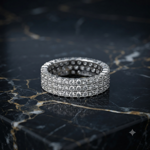 Bague Éternité Complète Personnalisée de Luxe à Trois Rangs en Argent Sterling 925 avec Diamants de Laboratoire, Idéale pour Mariage Tendance et Cadeau d'Anniversaire - Product Image 4