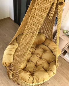Hamaca Colgante de Macramé de Algodón Estilo Boho, Silla Colgante Tejida a Mano con Toldo Acolchado para Interiores, Exteriores y Balcón - Product Image 4
