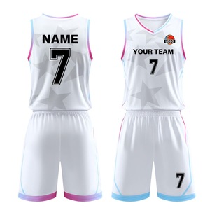 Camiseta de Baloncesto Personalizada con Estampado Digital, Transpirable, sin Mangas, Cuello en V, con Cintura Elástica, Detalles en Blanco, Rosa y Azul, Unisex para Adultos - Product Image 1