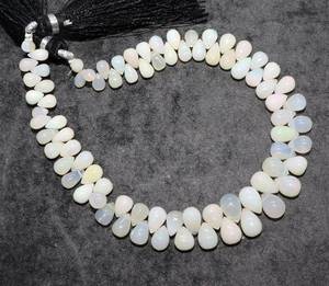 ลูกปัดโอปอลเอธิโอเปียธรรมชาติทรงหยดน้ำขนาด 4x6-6x8 มม. ลูกปัดพลอยโอปอลเอธิโอเปียแบบหยดน้ำ 8 นิ้ว ลูกปัดเรียบ - Product Image 2