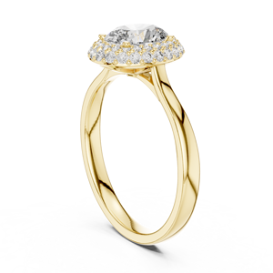 Bague de mariage en or jaune 14K 18K avec double halo de diamants ovales de laboratoire, certifiés DEF VVS IGI, style grappe, vente en gros OEM - Product Image 4
