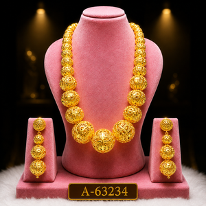 ชุดสร้อยคอทองคำแบบดั้งเดิมสุดหรู พร้อมจี้ยาวและต่างหูเข้าชุด A-63237 - Product Image 6