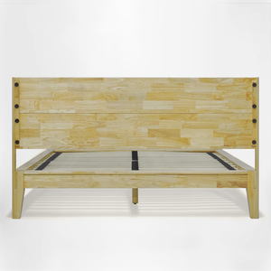 เตียงไม้ยางพาราแบบญี่ปุ่นจากเวียดนาม ขายส่ง ขนาดควีนไซส์ พร้อมหัวเตียงไม้แบบมีร่องเลื่อน โครงเตียงไม้ - Product Image 4