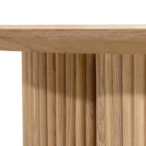 Mesa de Centro Moderna de Lujo, Redonda, de Madera Sólida, con Base Acanalada Tipo Trébol, Pedestal Grande de Chapa de Roble, para Hoteles - Product Image 5