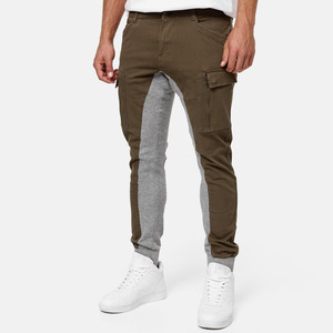 Pantalon cargo kaki pour homme, en toile colorée, plusieurs poches, style décontracté, taille élastique, fermeture éclair, pour l'automne - Product Image 2