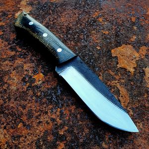 Cuchillo de caza fijo profesional de acero inoxidable con espiga dentada y mango completo, texturizado, para supervivencia al aire libre, venta al por mayor - Product Image 4