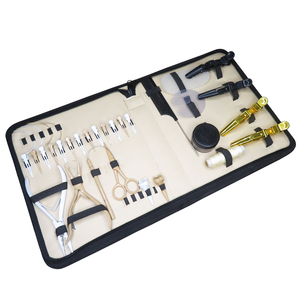 Kit d'outils de pose d'extensions capillaires en acier inoxydable de qualité chirurgicale, couleur marron nude, avec logo personnalisé et étui marron nude – Vente chaude - Product Image 5