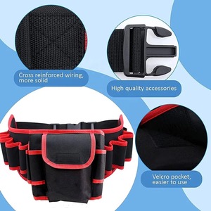 Black <b>Red</b> Tool <b>Belt</b> With Multiple Pockets For Wrench Screwdriver Pliers And Hex Keys Organized Storage For Mechanics - Product Image 4