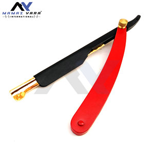 Navaja de Afeitar Profesional para Barbería, Negra, Roja y Dorada, Clásica, de Acero Inoxidable, Plegable, para Barbería y Cuidado Personal en Casa - Product Image 5