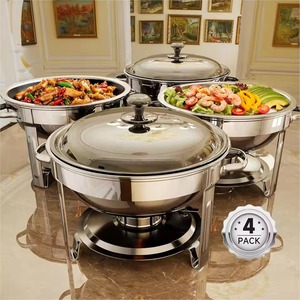Plat de service moderne en métal bicolore avec couvercle, chauffe-plat de buffet exceptionnel pour mariages et réceptions - Product Image 5