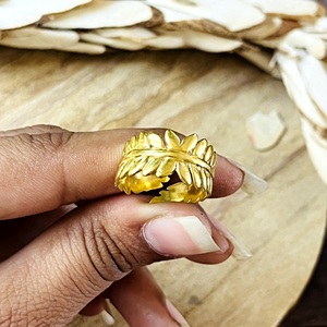 High Demand Boho Leaf <b>Rings</b> for Women Brass <b>Rings</b> 18k Gold Plated Floral <b>Crown</b> Vintage Nature <b>Rings</b> for Wholesale/OEM/ODM - Product Image 3
