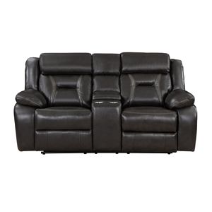 1 pz Design moderno grigio scuro reclinabile Love Seat per soggiorno traspirante in ecopelle tappezzeria contemporanea mobili per la casa - Product Image 2