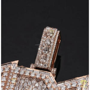 Pendentif personnalisé « NBN » en moissanite et diamant taille baguette, collier hip-hop, bijou de luxe, cadeau - Product Image 4