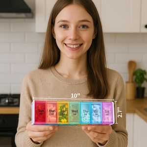 กล่องใส่ยาขนาดใหญ่พิเศษ XXL สำหรับ 7 วัน พร้อมช่องแบ่งยาเช้า-เย็น 2 ครั้งต่อวัน - Product Image 3