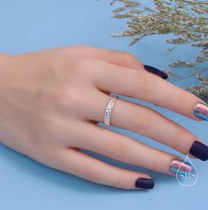 แหวนเงินแท้แบบตอกลาย แหวนเงินลายตอก รูปทรงออร์แกนิก แหวนลายตอก - Product Image 4