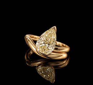 Bague de fiançailles en diamant de laboratoire jaune fantaisie taille poire 2 carats, certifiée IGI, en or jaune 14K, luxe, demi-sertissage bypass, cadeau - Product Image 4