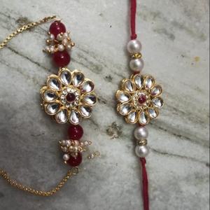 Maroon Red Glass Beads And Small Cream Seed Pearls Blend Of Ethnic Charm Royal Rajasthani Jewelry Styles Center <b>Ruby</b> Red Stone - Product Image 1
