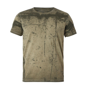 Camiseta Casual de Algodón para Hombre, Cuello Redondo, Manga Corta, Corte Ajustado, Color Verde Oliva, con Estampado Lavado - Product Image 5